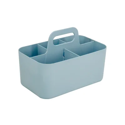 Large Plastic Divided Office Storage Organizer Caddy Bath Room Tote Box Lumiere Collection with Handle for Cabinet Workspace