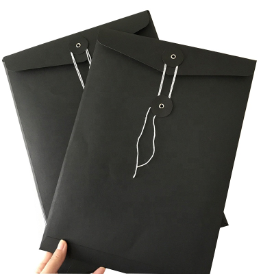 Oem Paper Business Envelope With Rope, File Bag,secrecy Expandable Office Envelope with logo Printing