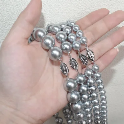 Fashion Beads Pearl Necklace 6mm  to 14mm Round Natural Shell Pearl Necklace for Mother Gift