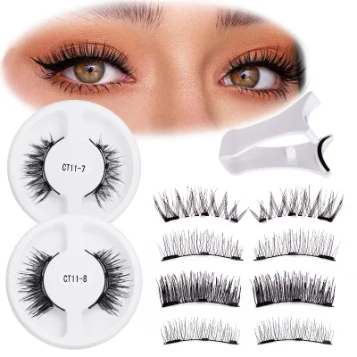 Hot Sale Magnetic Lashes with Applicator 3d Natural Reusable Natural Look Magnetic Lashes No Glue Needed Kit