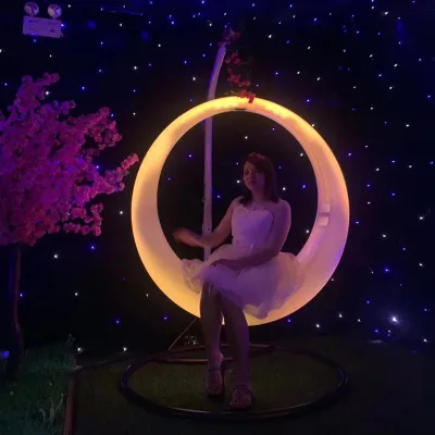 Yoga Room Swing Circular Luminous Ring Motif Lights PE Plastic Cradle Lighting Decorative Patio Swing Ornaments