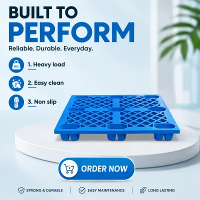 Single Faced Nine Leg Plastic Pallet Mesh Deck Light Duty Storage Skid Euro Style Shipping Tray Logo Printing Support Logistics