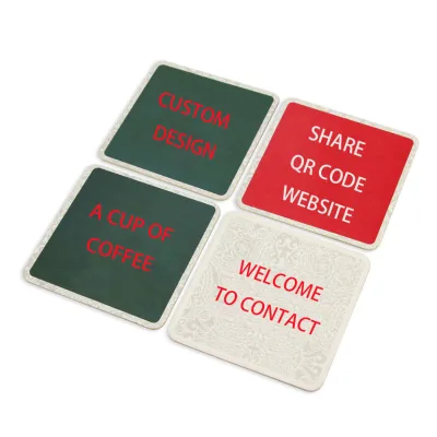 Square Absorbent Paper Cup Coaster/ Coffee Drink Paper Mat,Design Cardboard Paper Beer Coaster