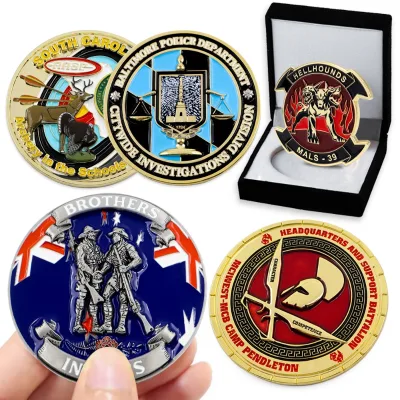 Custom Design Antique Gold Silver Challenge Coin Die Stamped Zinc Alloy Brass 2D 3D Token Coin Metal Custom Coins Collections