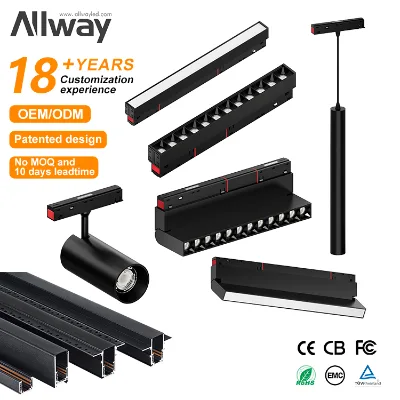 For 48V LED Magnetic Aluminum Track Light Ultra-Thin 3000K-6000K Neutral White High CRI 90 Dimmable Surface/Recessed Mounting