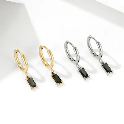 Wholesale Designer Inspired Earrings Zircon Crystal Drop Earring Gold Plated Stainless Steel Hoop Earring for Women Girls