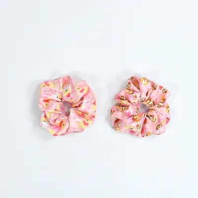 Girly Pink Cartoon Kids Large Intestine Hair Tie Kawaii Cute Puff Bow Scrunchie Stylish Elastic Polyester Fiber 12cm*12cm*1cm
