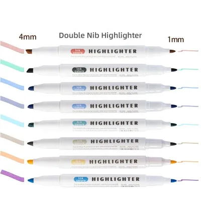 6/12 Cartoon Color Set Stick Packaging Tonal Mini Fluorescent Fruit Scent Highlighter Marker Pen with Glitter for Kids