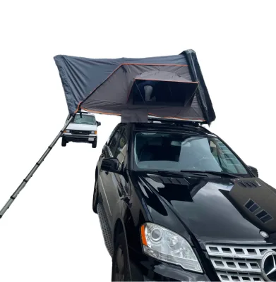Four-Season Offroad Roof Top Tent with Canvas Hard Shell Side Opening Rip-Stop Waterproof Fabric One Bedroom Double Layers