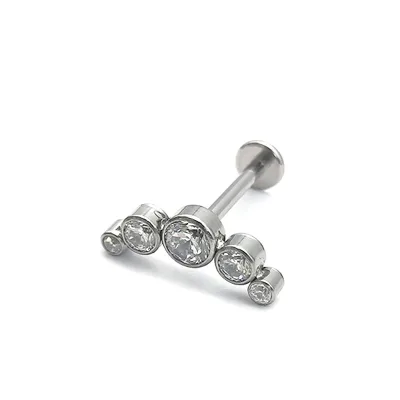 F136 Titanium Ear Studs with Zircon Inlay Welded Internal Thread Trendy Fashion Titanium Alloy Piercing Jewelry Ear Bone Stud Li