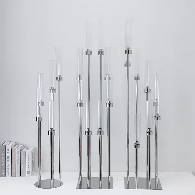 Acrylic Candelabra Silver 8 Table Centerpiece Gold Stainless Steel Candle Stick