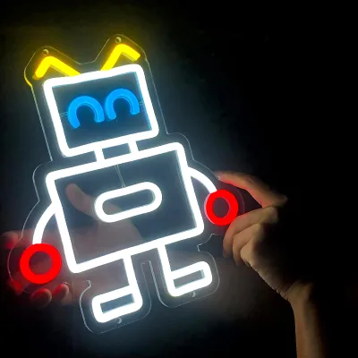 Robot Neon Sign LED Warm White Dimmable Theme Park Decoration with Soft PVC Material