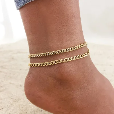 Zircon Anklet Full Diamond Foot Jewelry Stainless Steel 18K Gold Plated Minimalist Accessories