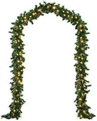 Pre-Lit Holiday Decoration Artificial Garland Runner With LED Lights Battery Operated Stairs Wall Mantel Door Christmas Garland