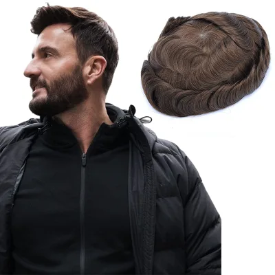 Lace Hair Replacement System Men Homme Breathable Toueki for Afro Brazilian Mens Blonde Stickers Wigs Toupee
