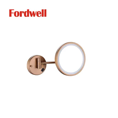 Wall Mounted Makeup Mirror Round Mirror Rose Gold Cosmetic Mirror With Led Swivel Light