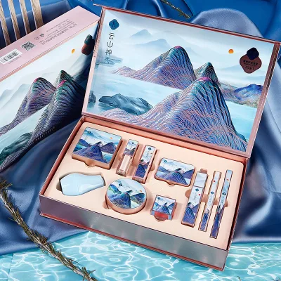 Yunshan Scenic Cosmetics Set - 10 Pieces, Chinese Style National Trend Cosmetics for Beginners, Complete Gift Box