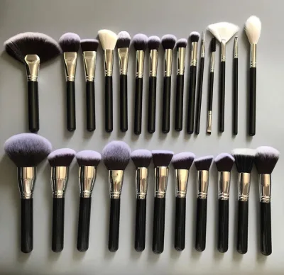40pcs Black Silver Luxury Makeup Brushes Set Wooden Handle Synthetic Hair Premium Custom logo Low Moq Make up Brush