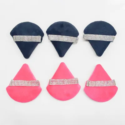 DailyQueen Wholesale Sponge Triangle Powder Puff with Rhinestone for Concealer Fan Brush Makeup Application
