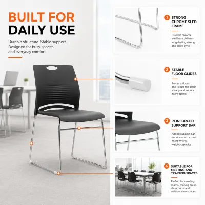 Stackable Design Classroom Stackable Chair PP Plastic Training Space Modern
