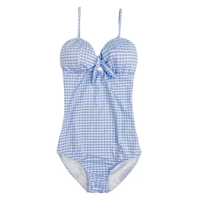 One Piece Swimsuit Front Tie Knot Sexy Tummy Control Comfortable Breathable Bathing Suit for Girl Women One Piece Swimsuit M