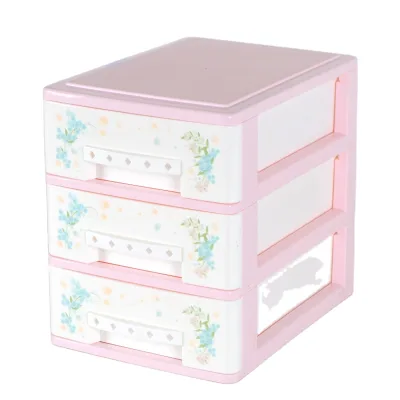 Pink Mini Drawer 3 Layer Household Desktop Storage Drawers Jewelry