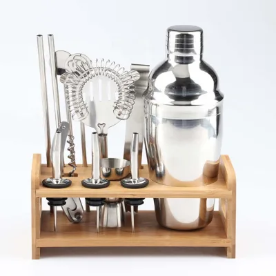 Bartender bar Tools Set Cocktail Mixing Kit With Bamboo Stand for France Max & Jack's Waldhaus