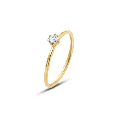 Minimalist Korean-style Geometric Shape Single-diamond Ring Electroplated Women's Versatile Instagram-inspired Cross-border