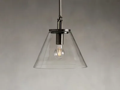 Single Conical Glass Pendant Light Brushed Gunmetal Adjustable Ceiling Lamp for Cafe Bar Restaurant Wholesale