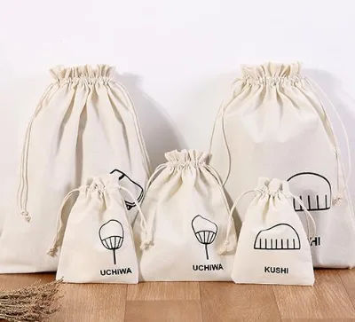 Personalized Colorful Canvas Cotton Drawstring Bag with Double String