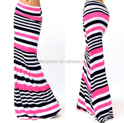Stretchable Elegant Ladies Long Skirt Cheap Rayon Youth Maxi Skirt