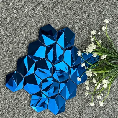 Mirror 3D Sapphire Blue/Violet Metallic 201 304 Stainless Steel Mosaic for Art KTV Background Wall Bar Counter