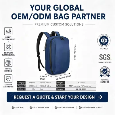 Customized Multi-functional Waterproof Polyester Business Backpack Zipper Closure Multi-compartment Storage Luggage Strap for