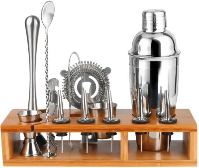 Cocktail Making Set Premium Cocktail Shaker Bar Bartender Kit - 13 Piece Bar Tool Set with Stylish Bamboo Stand