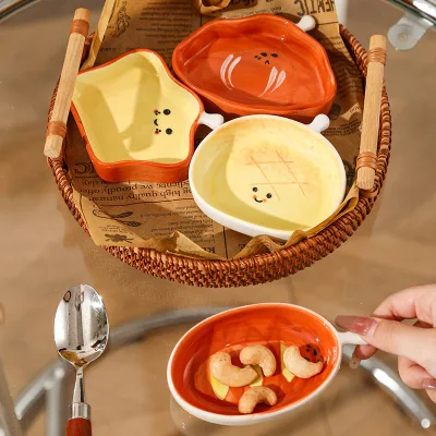Internet Celebrity Creative Bread Croissant-shaped Disposable Eastern Rock Home Use Cute Ceramic Plate Seasoning Dish