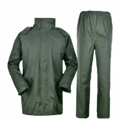 Thick Waterproof Oxford Hooded Long Raincoat for Outdoor Work Camping Hiking