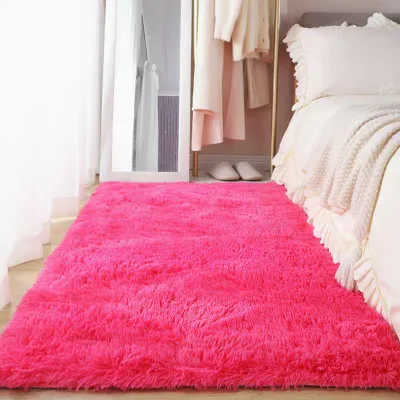 Modern Style Plush Shaggy Non-Slip Eco-friendly Carpet for Boys Bedroom Small Bedside Rug with Customizable Size & Color