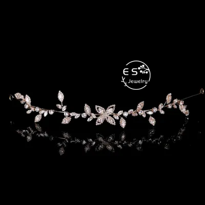 Gold Plated Zircon Headband Bridal Head Wear Wedding Bridesmaid Jewelry