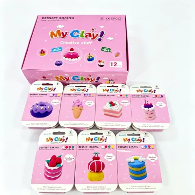 Wholesale Dessert Baking Modeling Clay Kit for Kids 4 in 1 Divided Tub Blister Card Party Favor Toy Gift Set