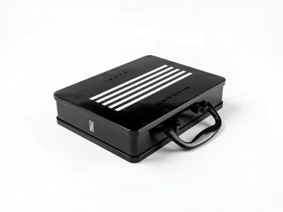 Black Recyclable Portable Tinplate Briefcase Tin Box Handle Vintage Candy Cookies Chocolate Snack Storage Case for Gifts