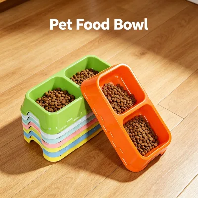 Eco-friendly Portable Leak Proof Bamboo Pet Double Bowl Dog Feeder Water Ready Stocks Wholesale