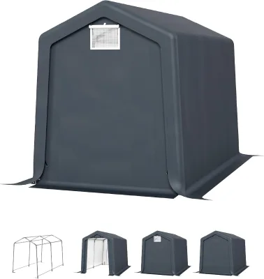 6x10ft Storage Shelter Portable Carports with Roll up Zipper Doors & Vents Waterproof UV Resistant Garages Tent