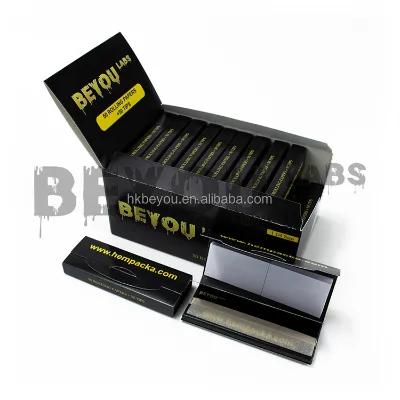 LOW MOQ OEM hemp rollling paper 32+32 tips fast burning   Smoking Accessories 12.5g unbleached wood paper pre rolled paper