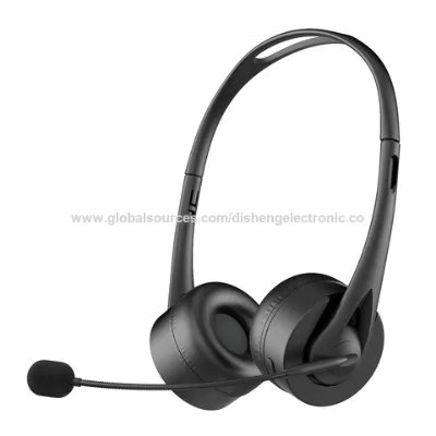 Wholesale lightweight and durable black wireless call center headset with flip microphone