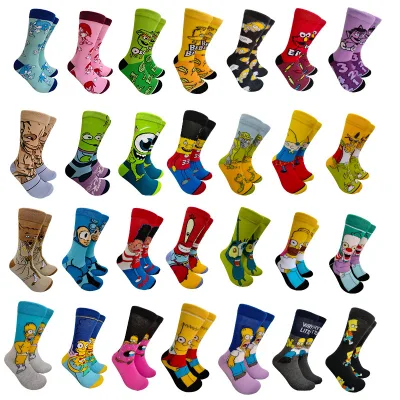 2026 Hot Sales Funky Funny Comics Men Fashion Socks Anime Cartoon Socks Animados Tube Crew Designer Meias Ankle Anime Socks