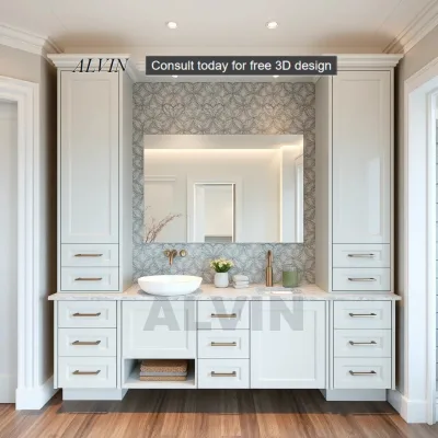 Luxury Hotel Design Wall Mounted Melamine Bathroom Cabinet with Mirror Wall Mounted Bathroom Vanity Mote