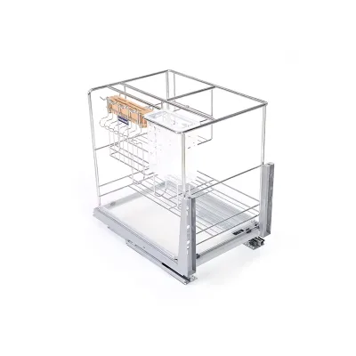 OEM Modern Stainless Steel Multi-Functional Sink 3 Sides Sustainable Seasoning Storage Drawer Baskets Wholesale Kitchen Cabinet