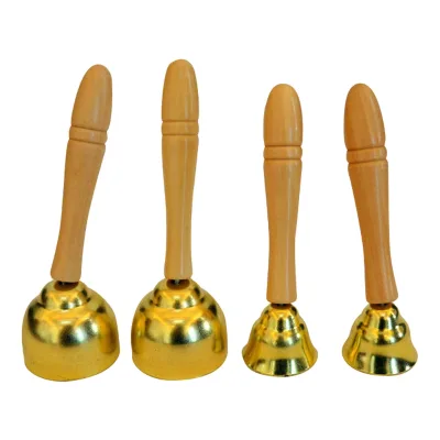 Wholesale Orff Jingle Bells Series,Wooden Handle Metal Bells Hand Bells
