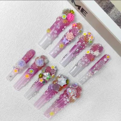 Wholesale Nails Full Cover Private Label Handmade Press on Nails Full Coverage 2xl Coffin Nail Tips