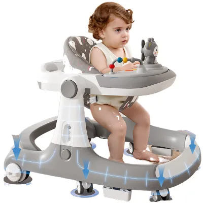 A1 Andaderas Para Bebes Folding Baby Walker Sit-To-Stand Learning Walker Kids Multifunctional Baby Push 4 in 1 Plastic Frame